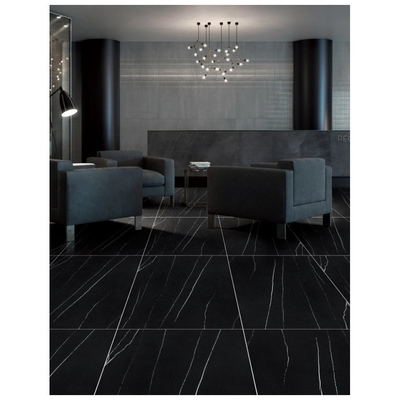 Schwarze Quarzitfußbodenwandfliesen in Holzkohle Schwarze Fliesen Schwarzer Marmor Stil für Bad