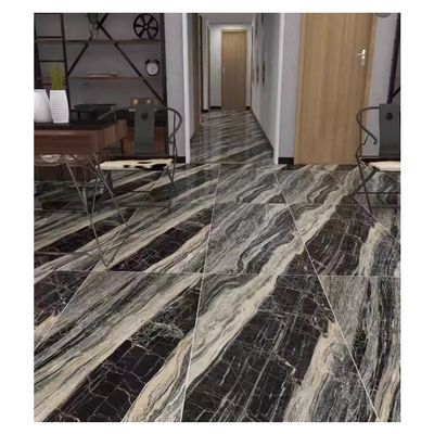 Marmor-Porzellan-Fliesen Schwarz-Weiß-Gold-Blume 600x600mm Glasfliesen für die Küche