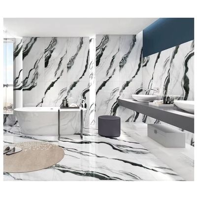 Schwarzwald Marmor Look Keramikfliesen 60x120 in Schwarz und Weiß für Hausdekoration