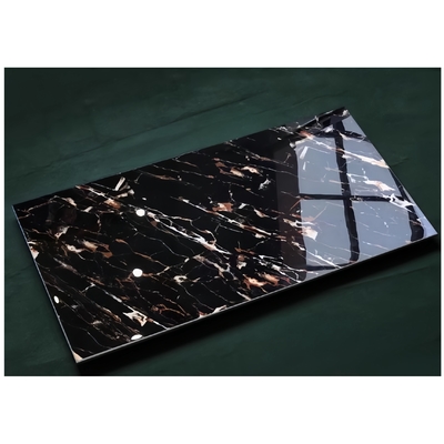 Schwarz Hochglanz Gold Marmor Glanz Dekorationsfußbodenfliesen 12x6 Glasfliesen perfekt