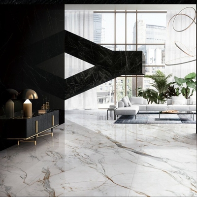 1200x2400mm Polierte Porzellanfliesen für Hotellobby Wand und Boden in Carrara Weiß