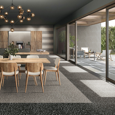 30x30 Schwarz-Weiß Terrazzo Zement gefärbte Bodenfliesen für Verglasung