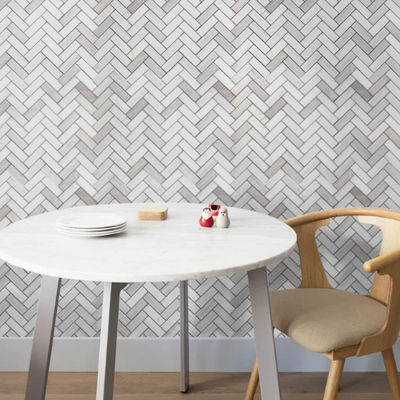 Hexagon Inlay Bianco Carrara Weißgrau Creme Bruchholz Marmor Onyx Wasserstrahl Fußbodenfliesen