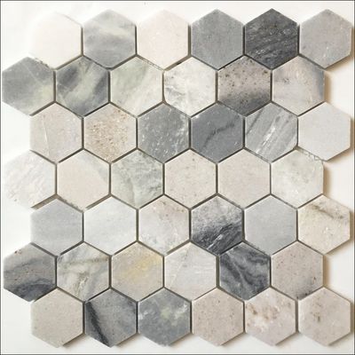 Hexagon Wasserstrahl Marmor Mosaik Fußbodenfliesen in Schwarz und Weiß für Badezimmer Dekoration