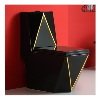 Moderne Keramik Toilettensatz mit Goldlinie Schwarz-Gold Farbe S-Trap Ein-Piece-Bad